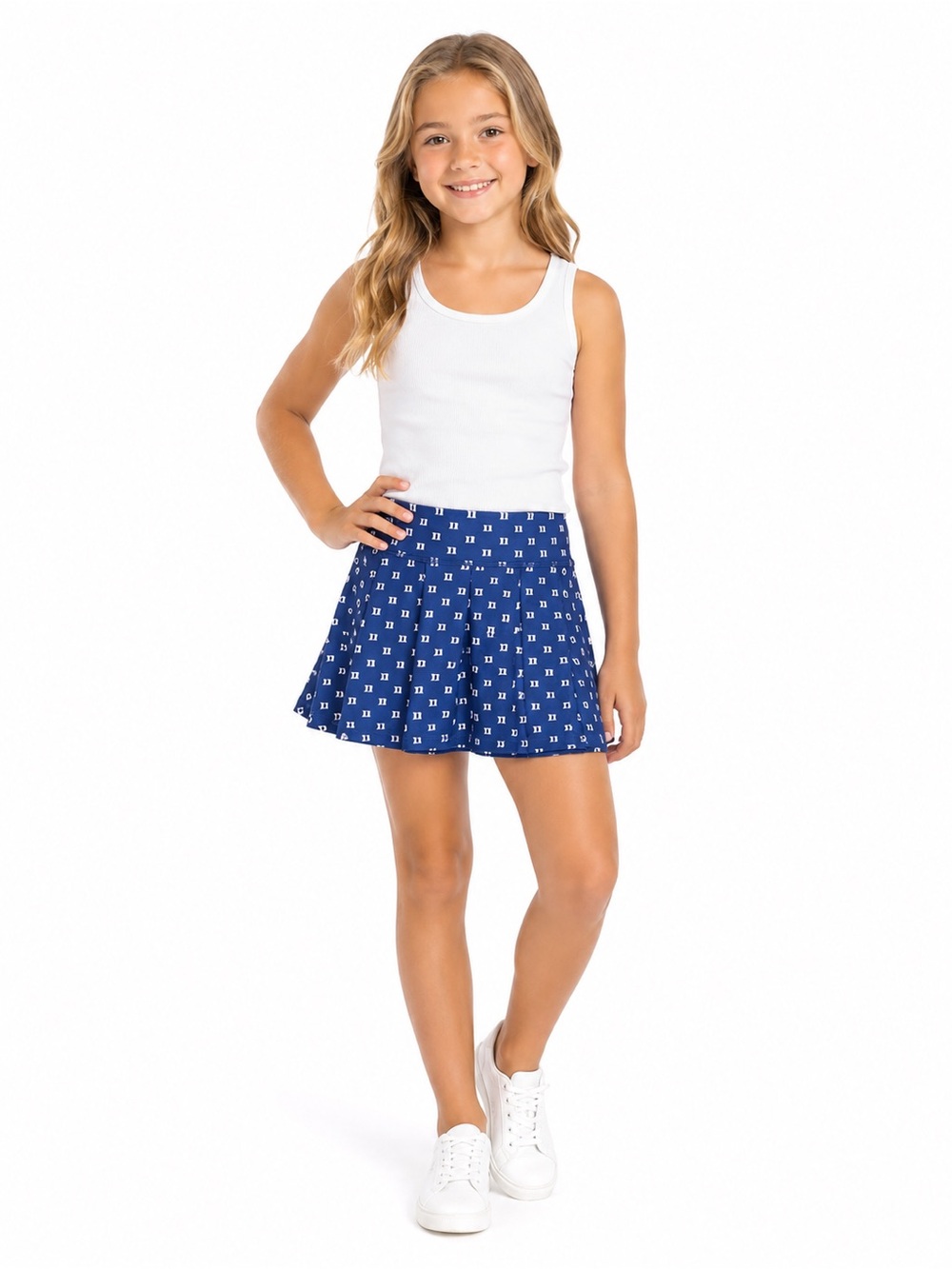 Zoozatz Duke Blue Devils Youth Girls Size Medium 7/8 Blue Patterned A-Line Skort
